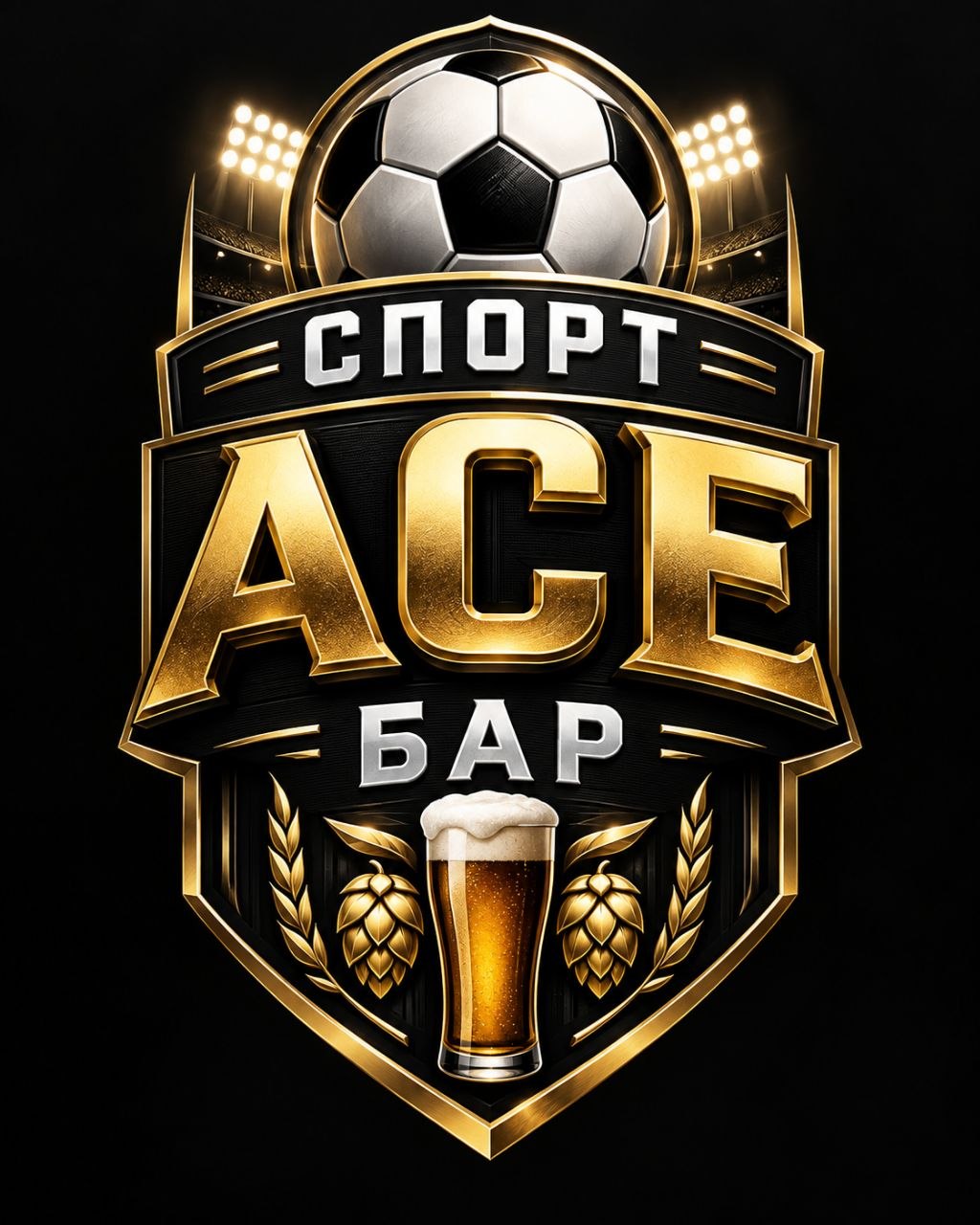 Фирменный герб Спорт ACE Бар с футбольным мячом